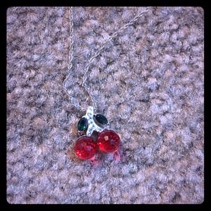 Sterling silver Swarovski cherry necklace
