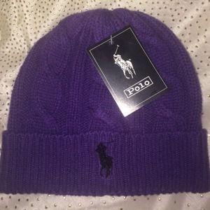 Purple/Black Polo RL Beanie