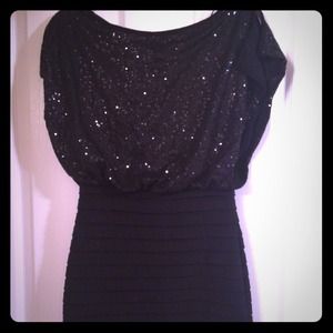 Sequin bow evening dress
