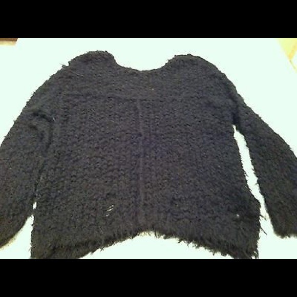 Free People Black Distressed Up The Ladder Sweater - Picture 4 of 4
