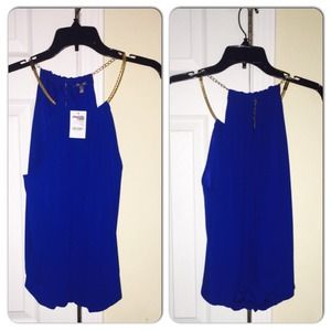 Cobalt Blue Top with Gold Straps