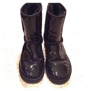 Black classic short sparkle Ugg boots