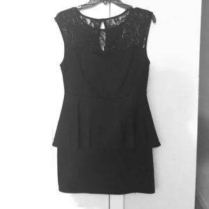 Black peplum dress with Lace accents