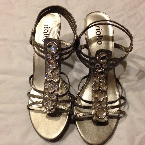 Silver bejeweled Heels