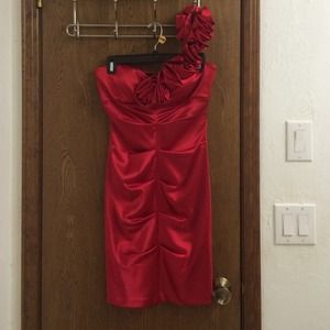 Blondie Nites Red One-Shoulder Cocktail Dress