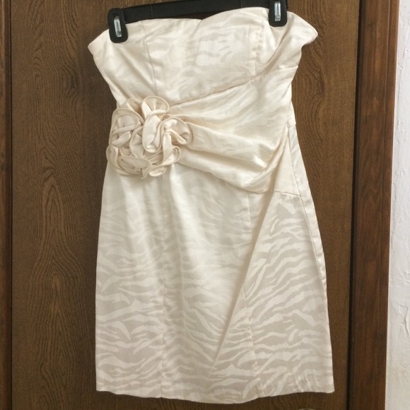 XOXO White with Zebra Detail Cocktail Dress