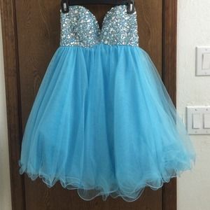 Night Moves Blue Babydoll Prom Dress
