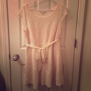 LC Lauren Conrad Cream Lace Dress with Bow
