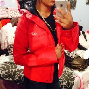 Red Rain coat from hollister