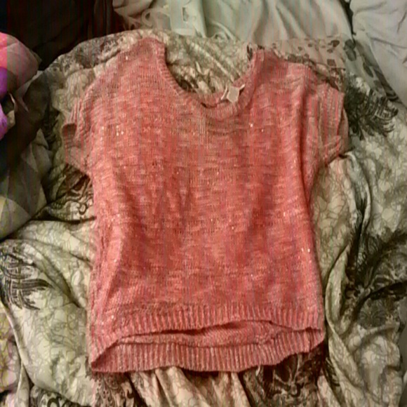 Open back short sleeve sweater