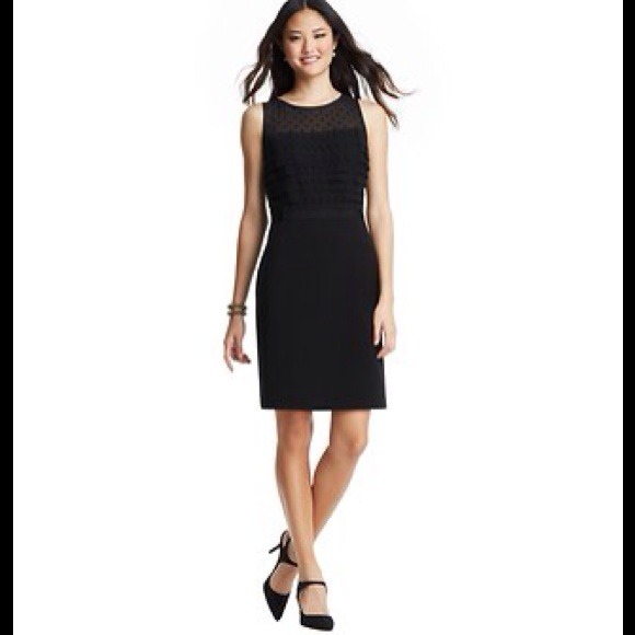 LOFT Dress, black with polka dot mesh.