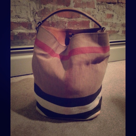 Burberry Handbags - -auth.- Burberry Medium Canvas Check Hobo Bag