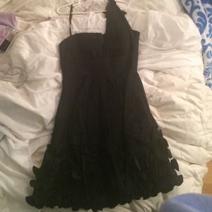 BCBG black one shoulder cocktail dress