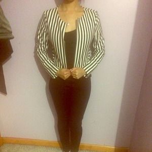 Black and white striped blazer
