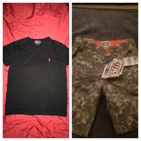Bundle for karlos : black polo top and camo shorts
