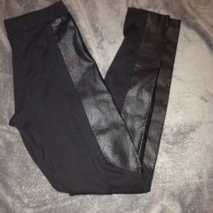Leggings with faux leather panels