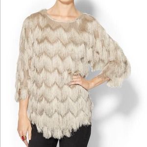 JOA Chevron Fringe Oversized Top