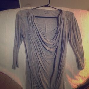 Gray waterfall front long sleeve top