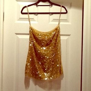 Gold sequined  strapless top