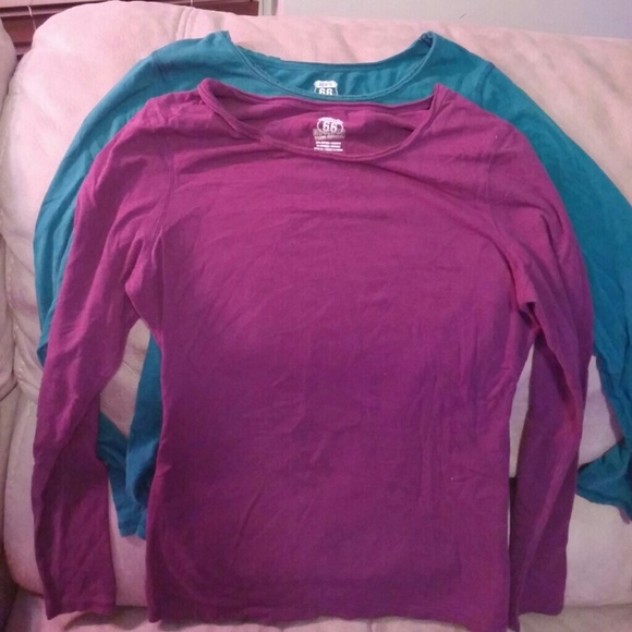 Teal and purple long sleeved shirts bundle