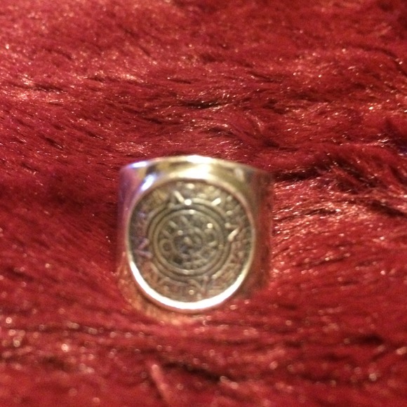 Aztec Calendar Silver Ring .925
