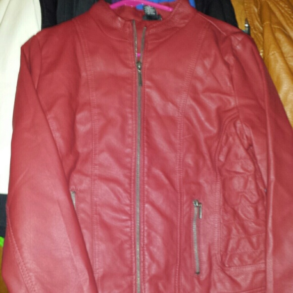 Like a dark red later jacket