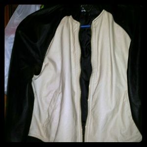 Black and cream leather jacket.