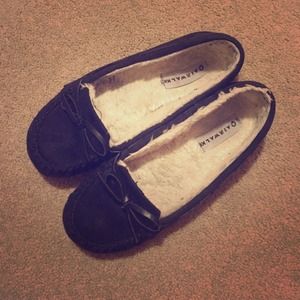 Navy blue moccasins