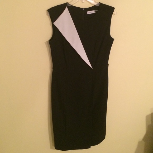 Calvin Klein Black and White Colorblock Dress