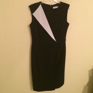 Calvin Klein Black and White Colorblock Dress