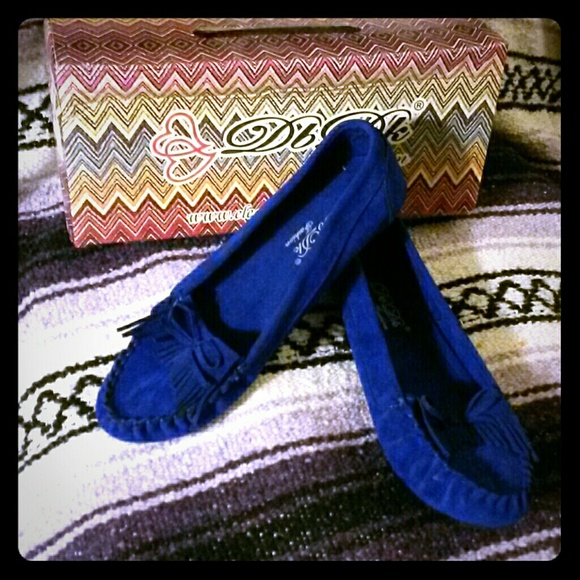 Bold blue moccasins size 8