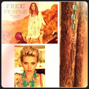 Free People ' silver feather & beads Keychain