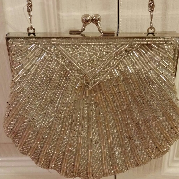 Brand New Silver Beaded Evening Bag - Picture 1 of 4