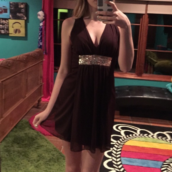 Cute Chocolate Brown Minidress w/ sequin detailing