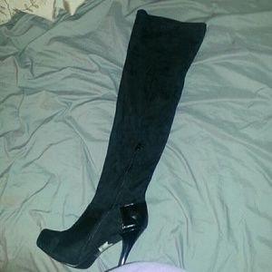 Black thigh high stiletto boots worn only once