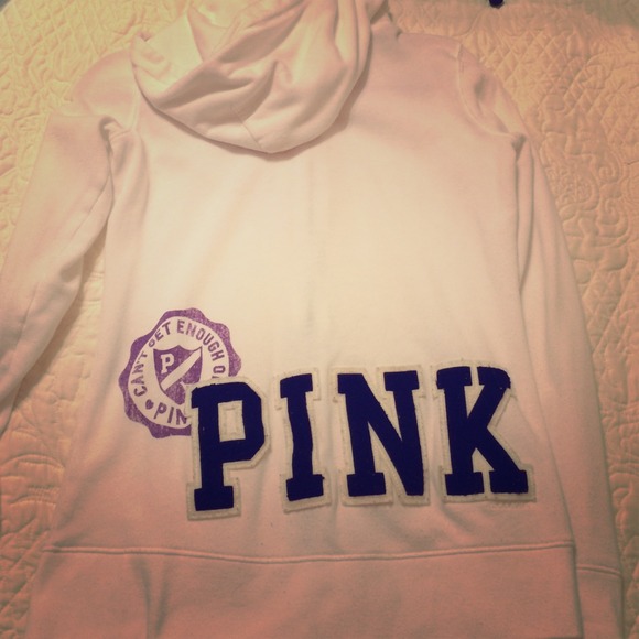 VS PINK white zip hoodie