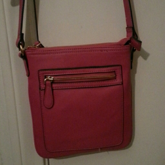 Pink and gold messenger bag