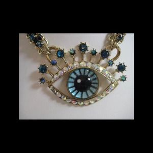 Betsey Johnson Gold-Tone Large Blue Eye Frontal