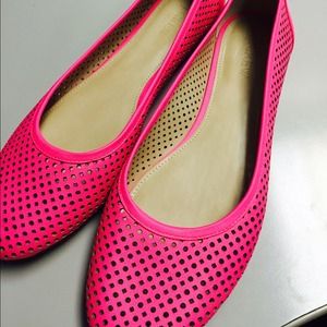 J.crew cutout 💖 hot neon pink ballet flats 9.5