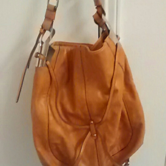 Cognac brown leather hobo bag