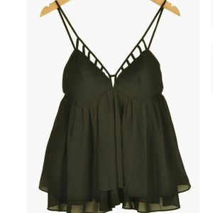 Black Caged Front Top