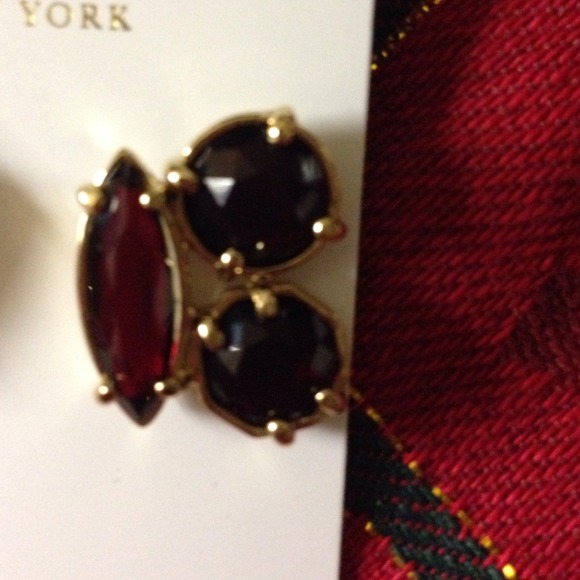 KS pierced earrings garnet colored stones 14k GF - Picture 3 of 5
