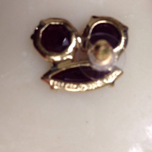 KS pierced earrings garnet colored stones 14k GF - Picture 4 of 5