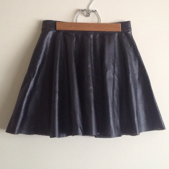 Dresses & Skirts - Perforated Leather Skater Skirt