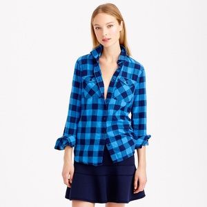 J crew FLANNEL SHIRT IN BRILLIANT SEA CHECK 0