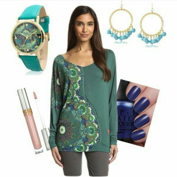 ☆HP×2☆ Olivia Pratt Teal/Tropical Leather Watch - Picture 2 of 4