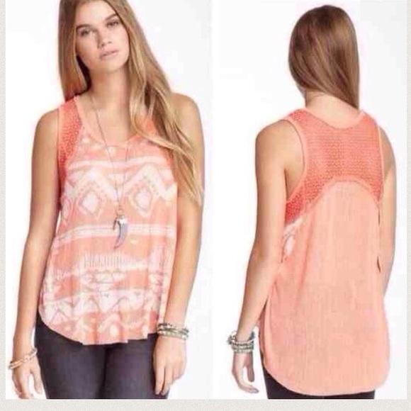 NEW! Free People sunset apricot drop print tank
