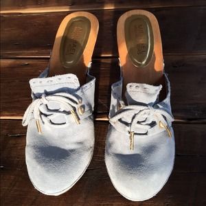Michael Kors light blue suede sandal.