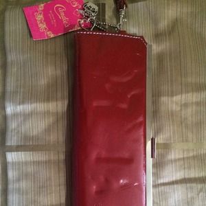 Candies red patent leather clutch/wallet