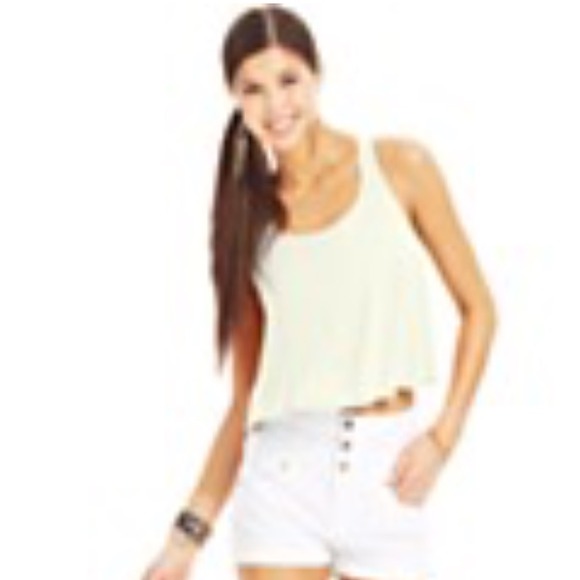 Juniors Crop Swing Tank Top - White